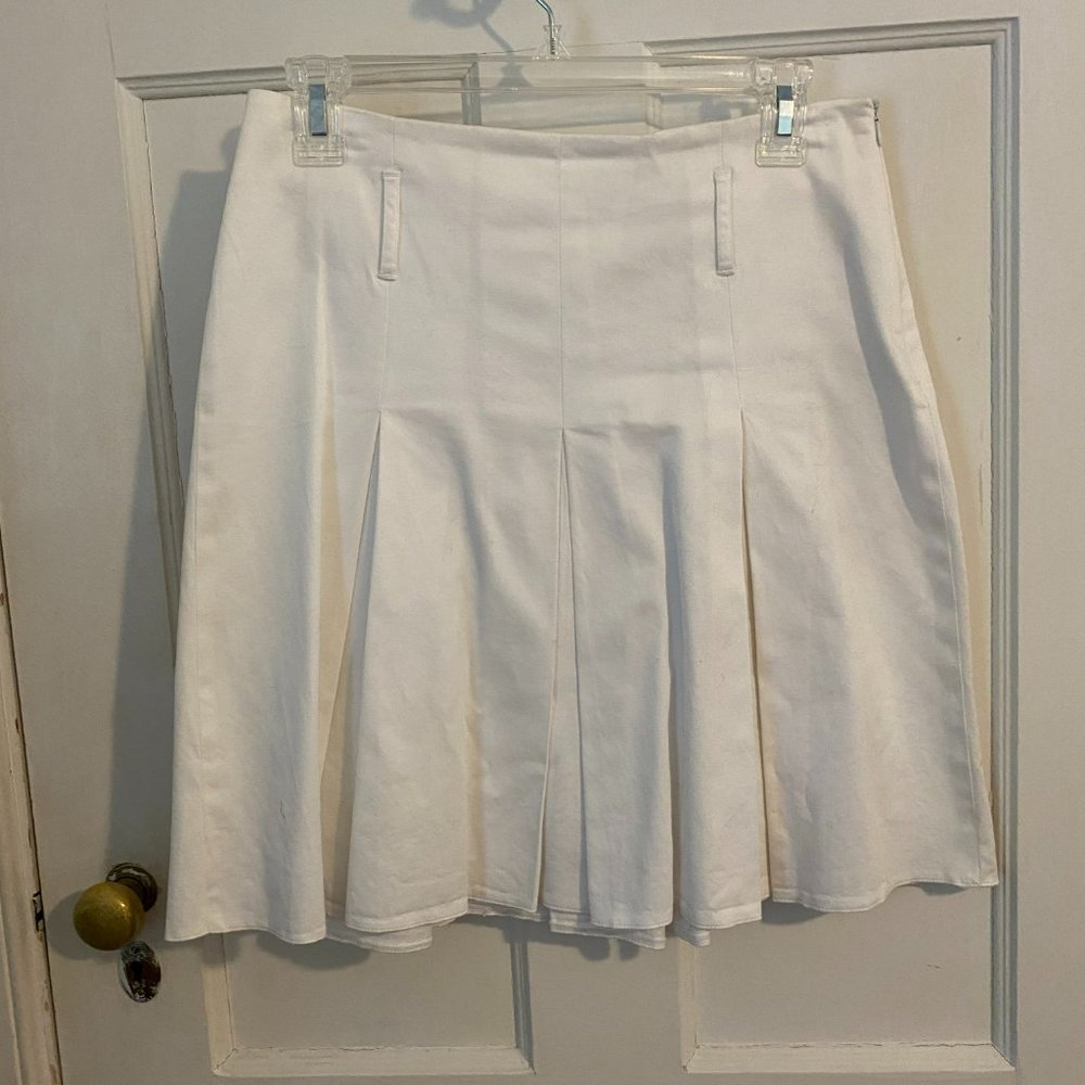 Sao Paulo White Pleated Linen Tennis Skirt, Size 4